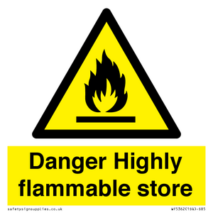 Danger Highly flammable store sign